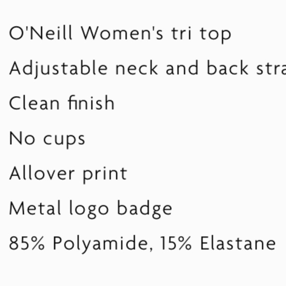 O'Neill Rania Tri Top NWT - Picture 6 of 6